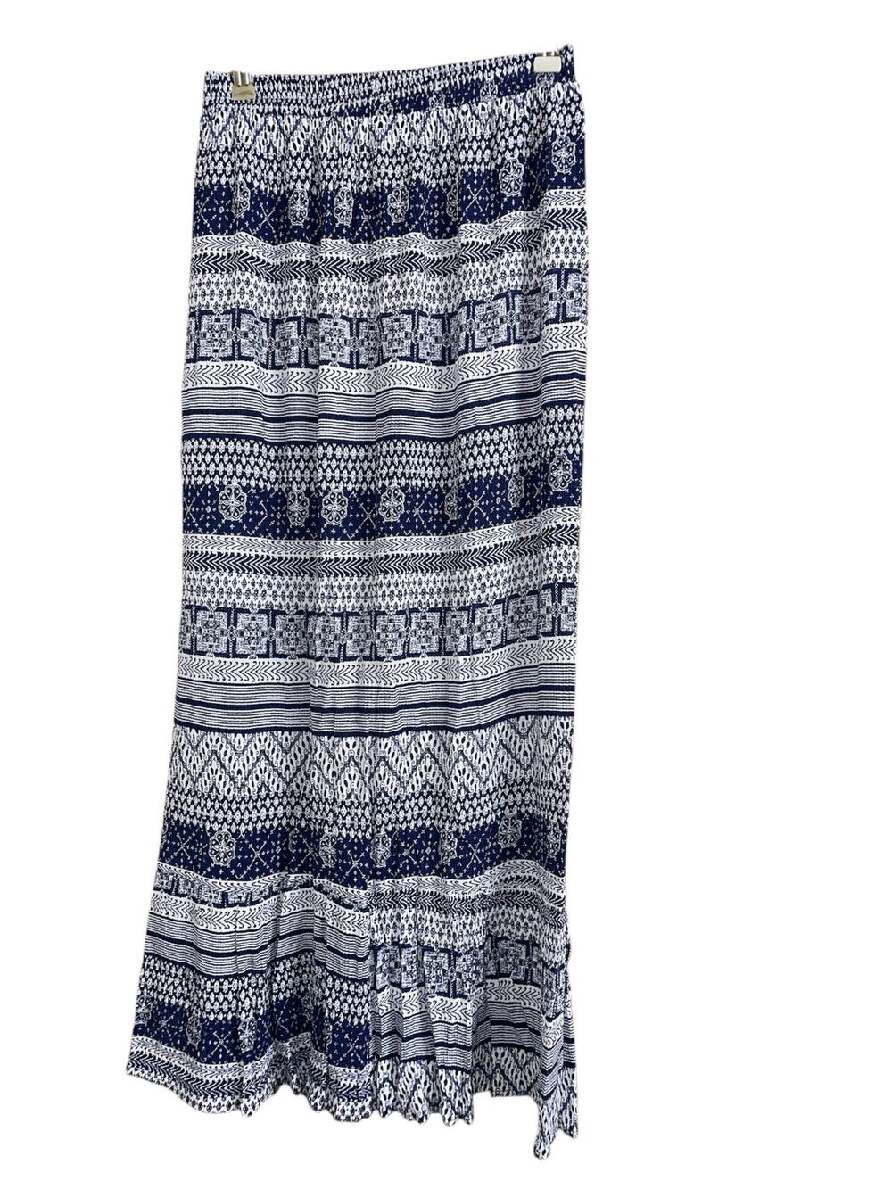 Alya Blue Geo-print Striped Column Skirt size Medium